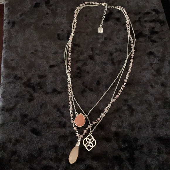 Chaps Jewelry - Layered Rose Quartz Necklace